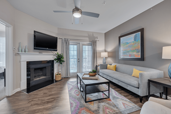In-home fireplace with decorative mantle